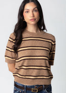 swatch_Stripe Latte short sleeve striped sweater