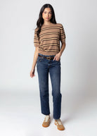 swatch_Stripe Latte short sleeve striped sweater