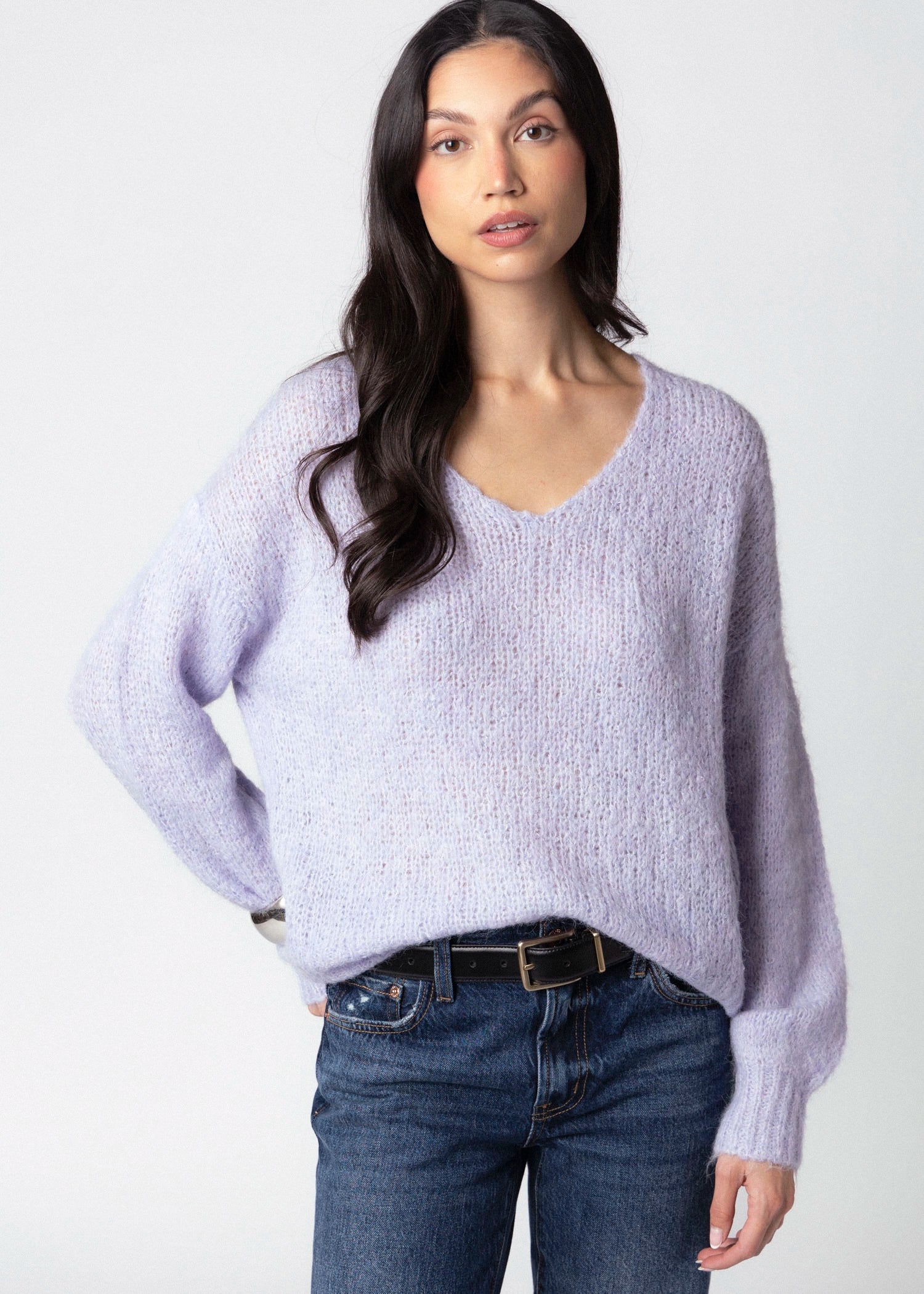 swatch_Bright Orchid john and jenn dorothy vneck sweater