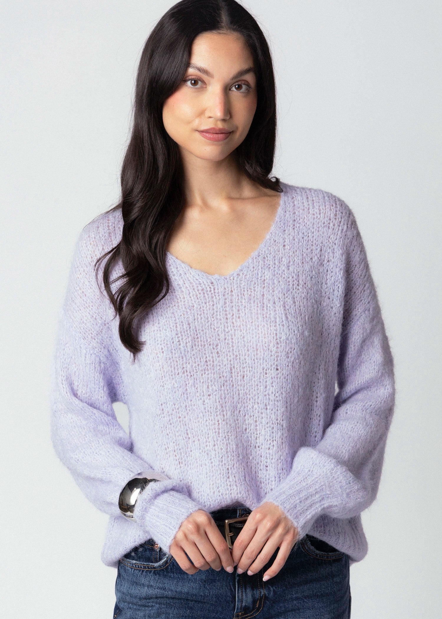 swatch_Bright Orchid john and jenn dorothy vneck sweater