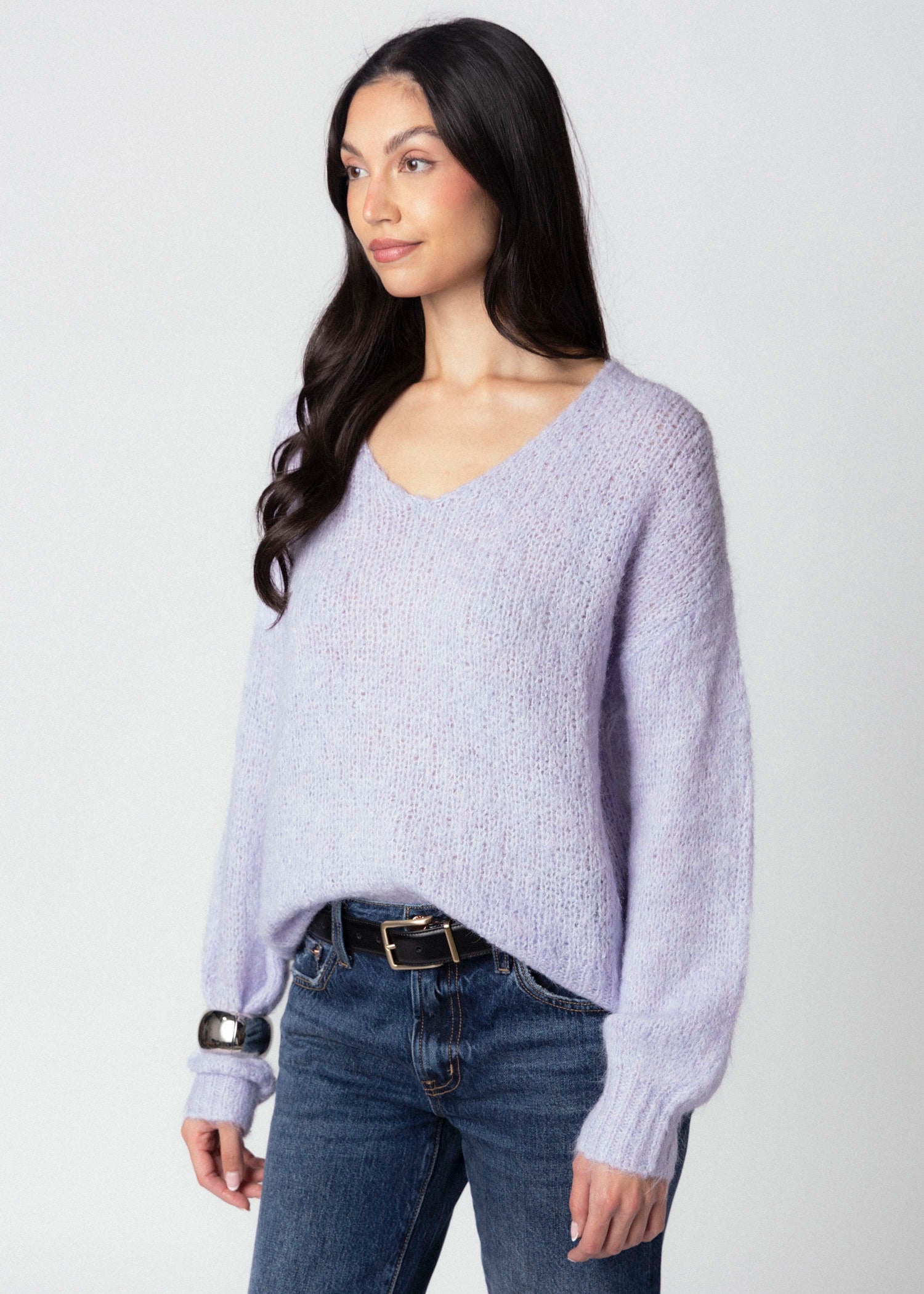 swatch_Bright Orchid john and jenn dorothy vneck sweater