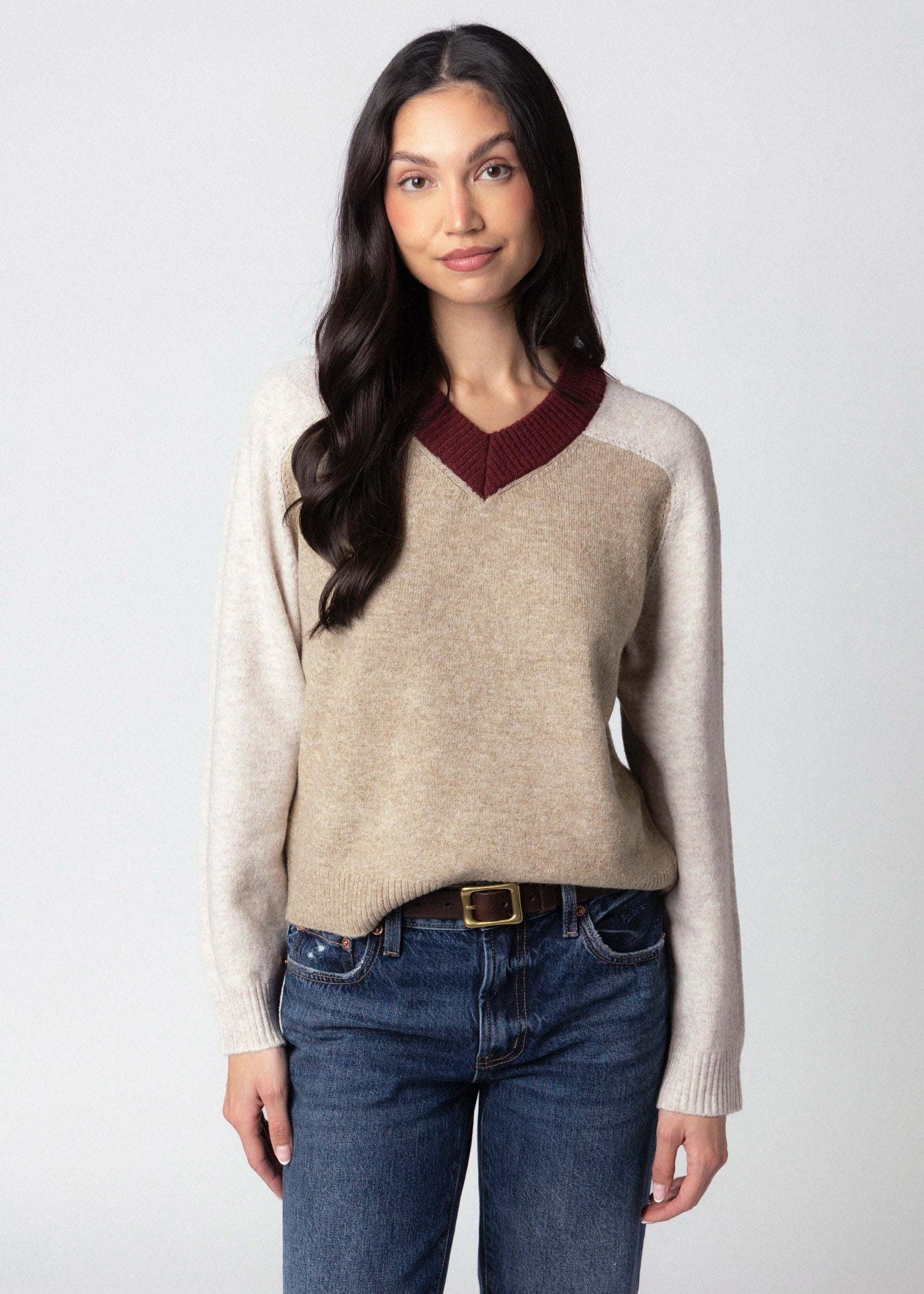 swatch_Ivory Multi central park west kate vneck sweater