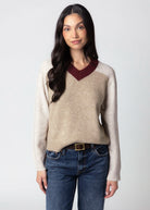 swatch_Ivory Multi central park west kate vneck sweater