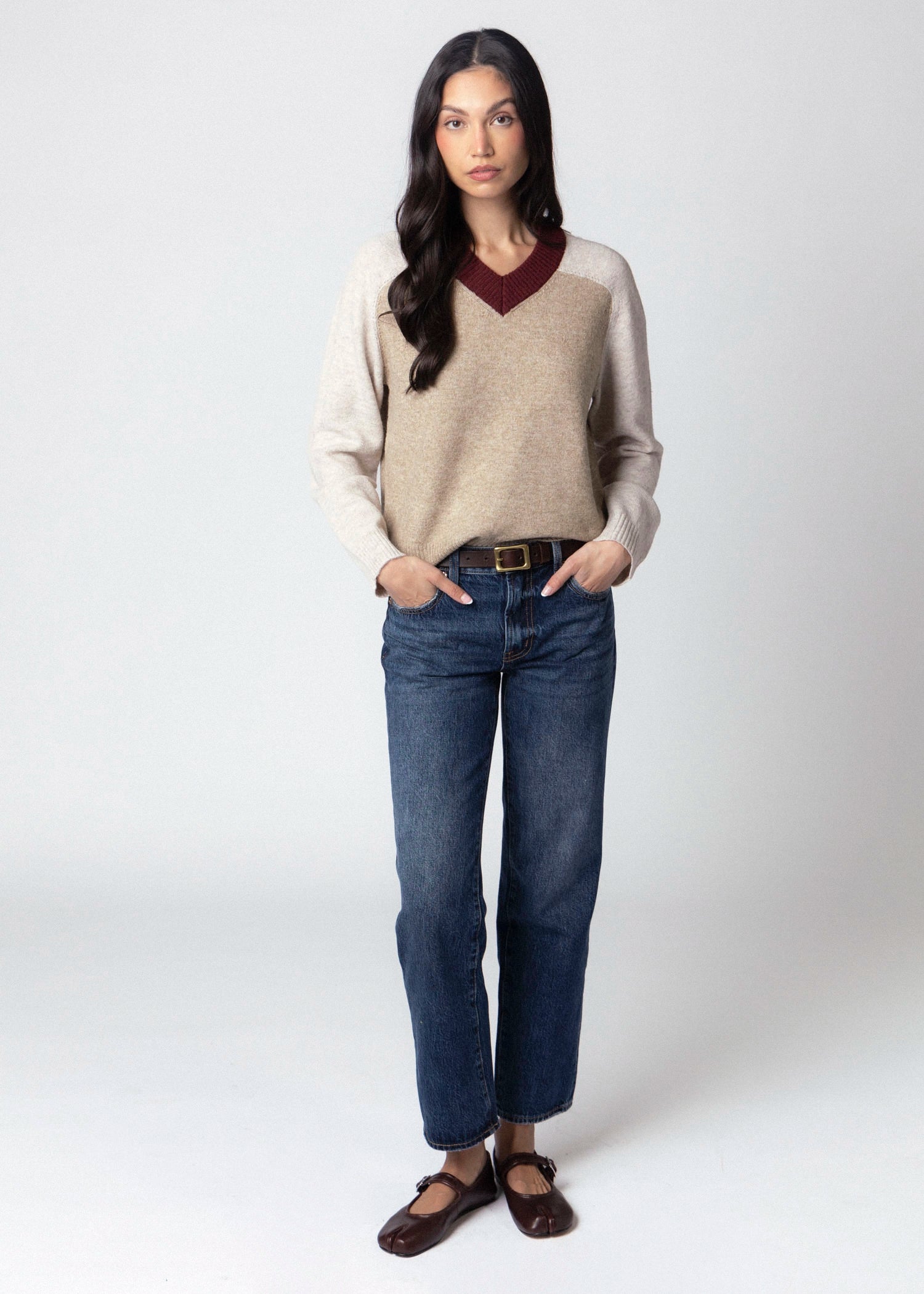 swatch_Ivory Multi central park west kate vneck sweater