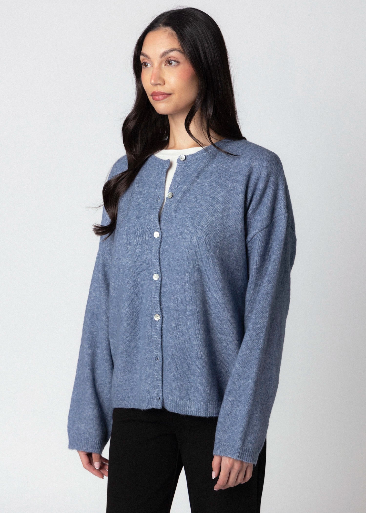 swatch_Dusty Blue oversized knit cardigan