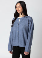 swatch_Dusty Blue oversized knit cardigan