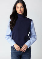 swatch_Navy thml striped sleeve sweater