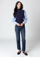 swatch_Navy thml striped sleeve sweater