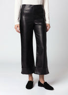 swatch_Black fifteen twenty regina faux leather cuffed pant