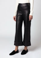swatch_Black fifteen twenty regina faux leather cuffed pant