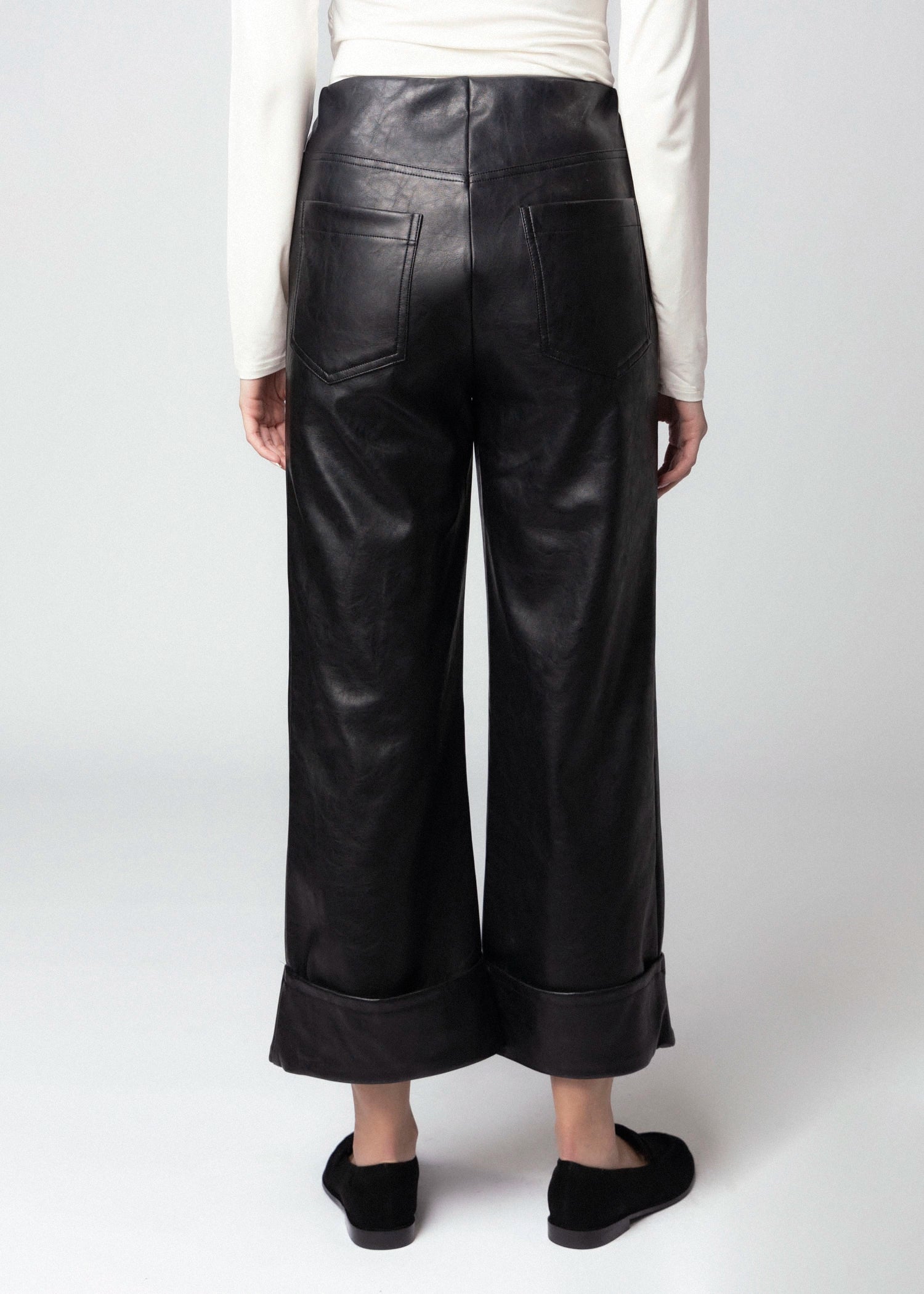 swatch_Black fifteen twenty regina faux leather cuffed pant