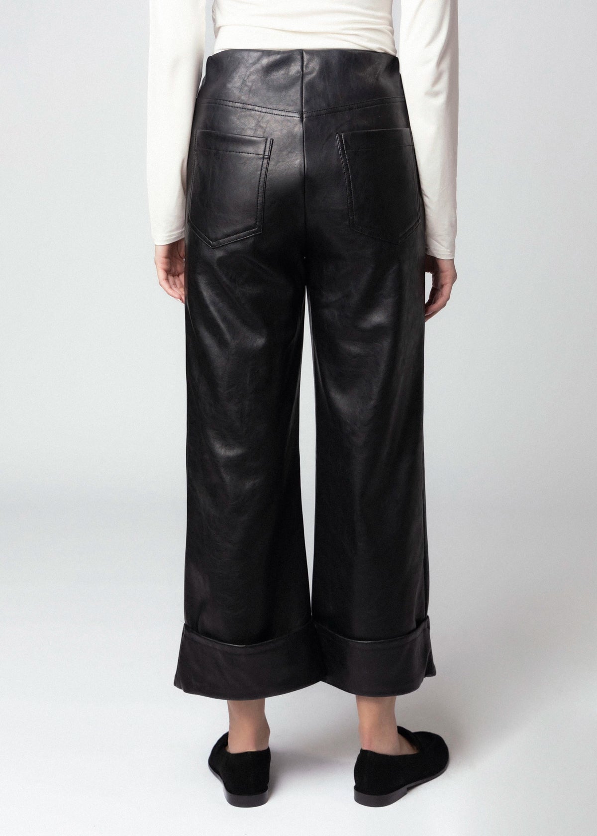 swatch_Black fifteen twenty regina faux leather cuffed pant