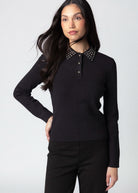 swatch_Black central park west felix studded polo sweater