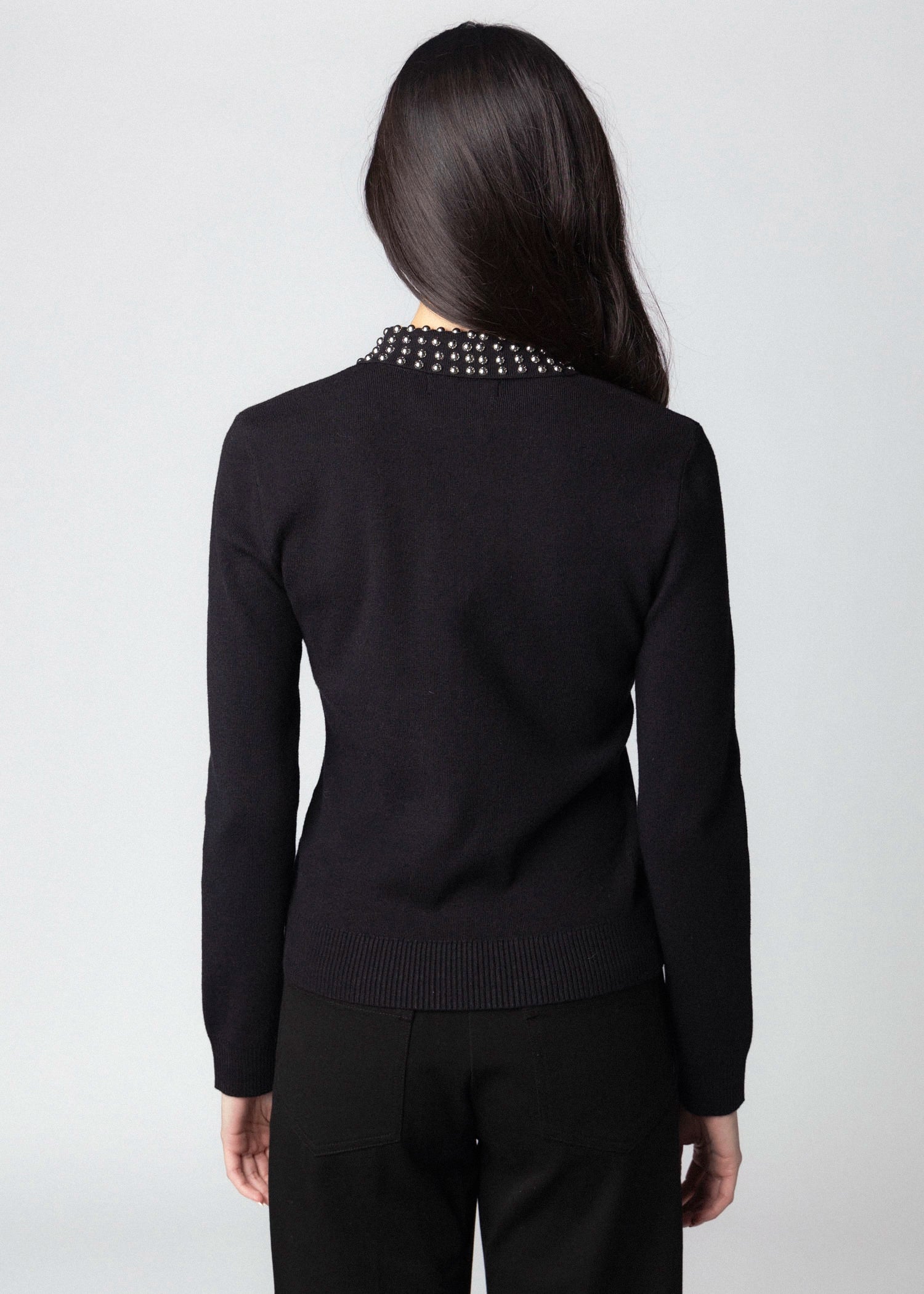 swatch_Black central park west felix studded polo sweater