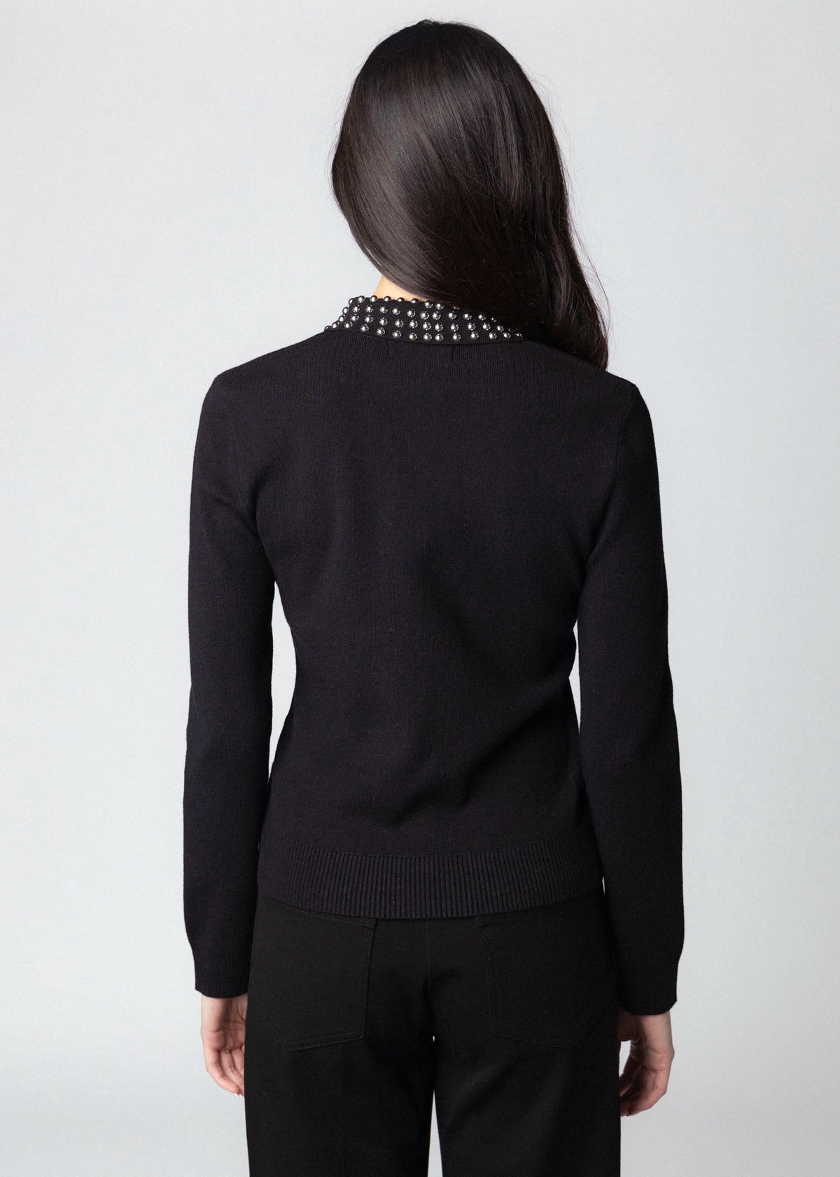 swatch_Black central park west felix studded polo sweater