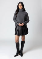 swatch_Black central park west astrid faux leather mini skirt