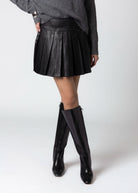 swatch_Black central park west astrid faux leather mini skirt