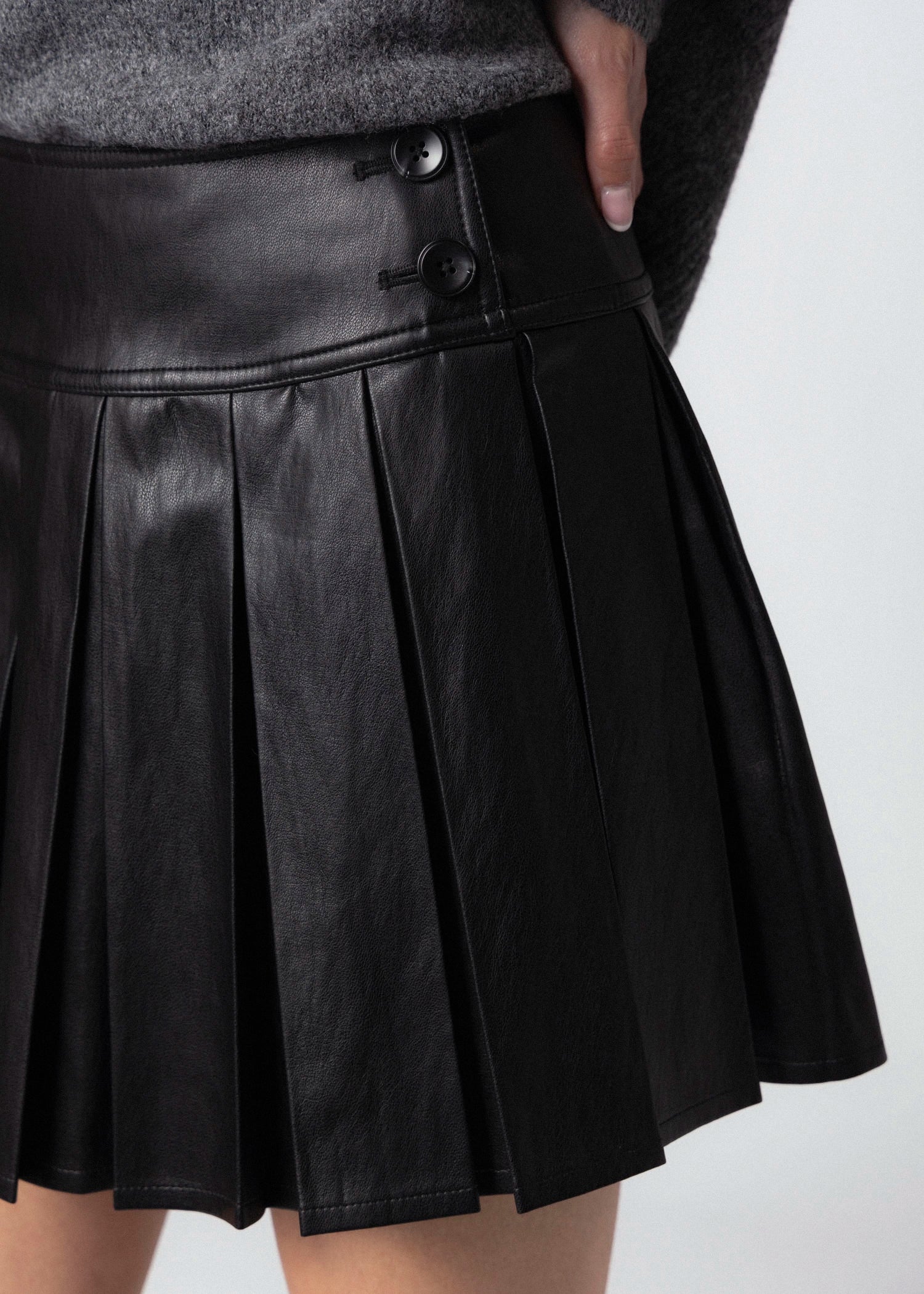 swatch_Black central park west astrid faux leather mini skirt