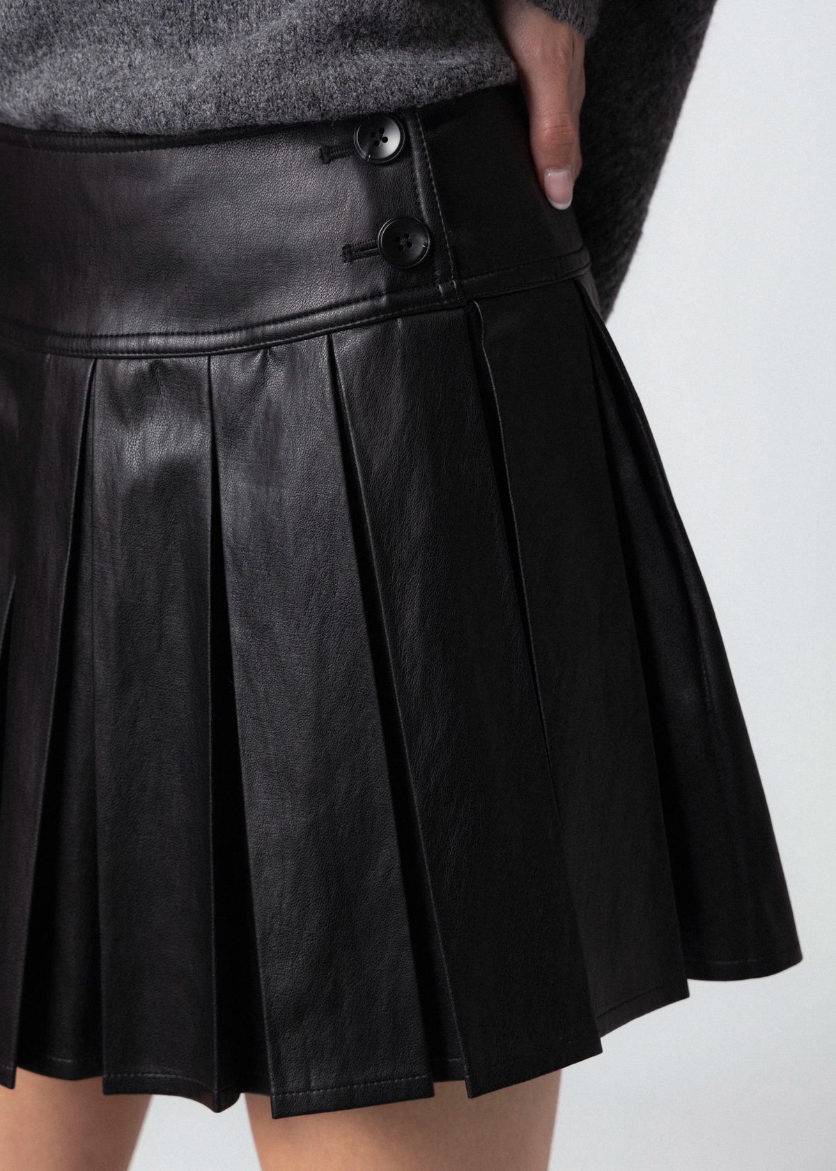 swatch_Black central park west astrid faux leather mini skirt
