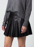 swatch_Black central park west astrid faux leather mini skirt