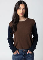 swatch_Chocolate Combo central park west thea cashmere colorblock sweater