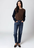 swatch_Chocolate Combo central park west thea cashmere colorblock sweater