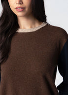 swatch_Chocolate Combo central park west thea cashmere colorblock sweater
