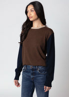 swatch_Chocolate Combo central park west thea cashmere colorblock sweater