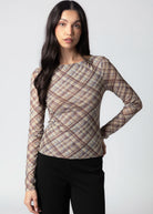 swatch_Brown Plaid elodie the label zadie mesh top