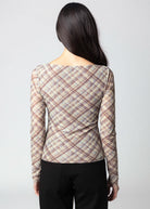 swatch_Brown Plaid elodie the label zadie mesh top