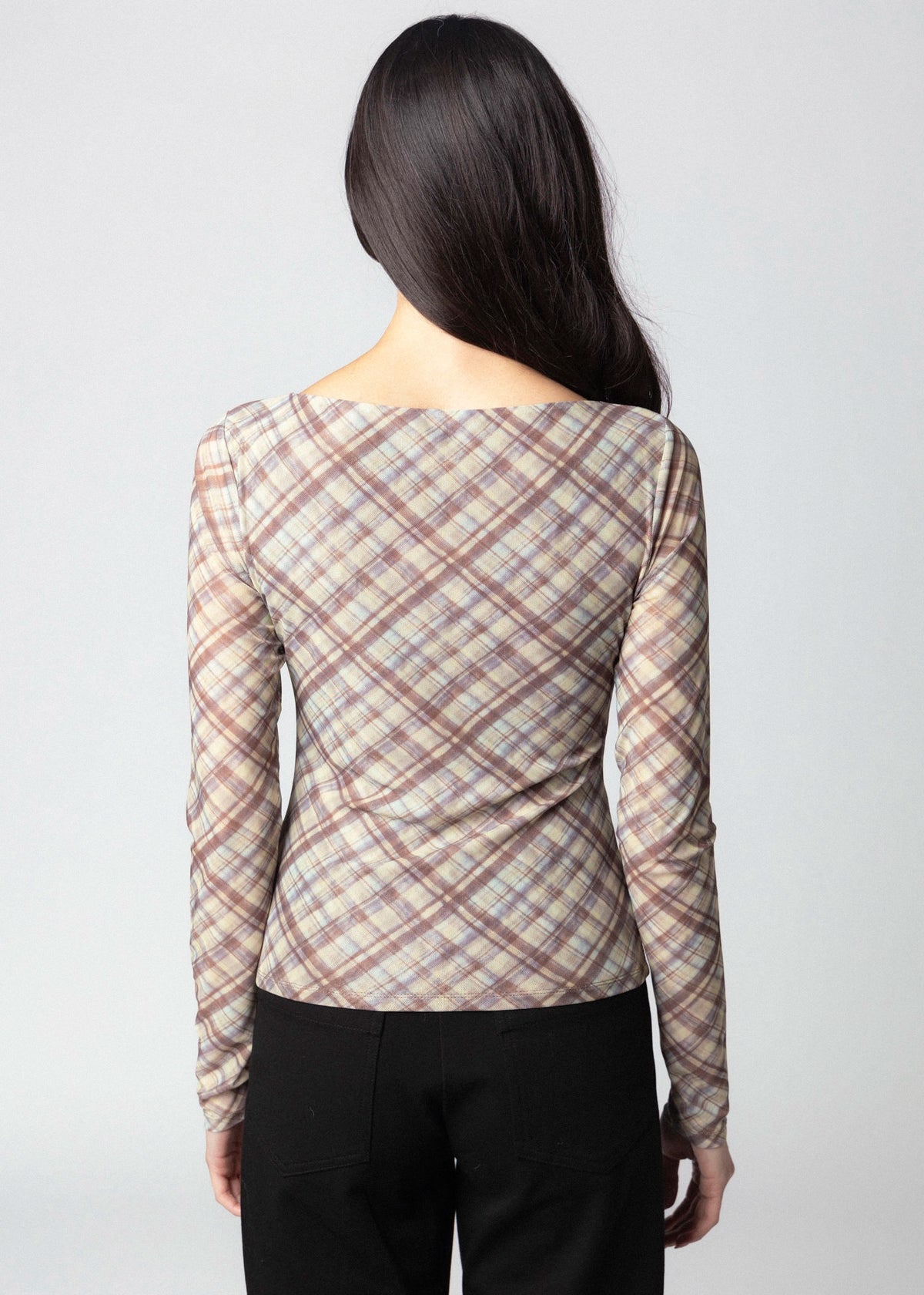 swatch_Brown Plaid elodie the label zadie mesh top