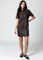 swatch_Chocolate kut from the kloth tatiana faux leather dress