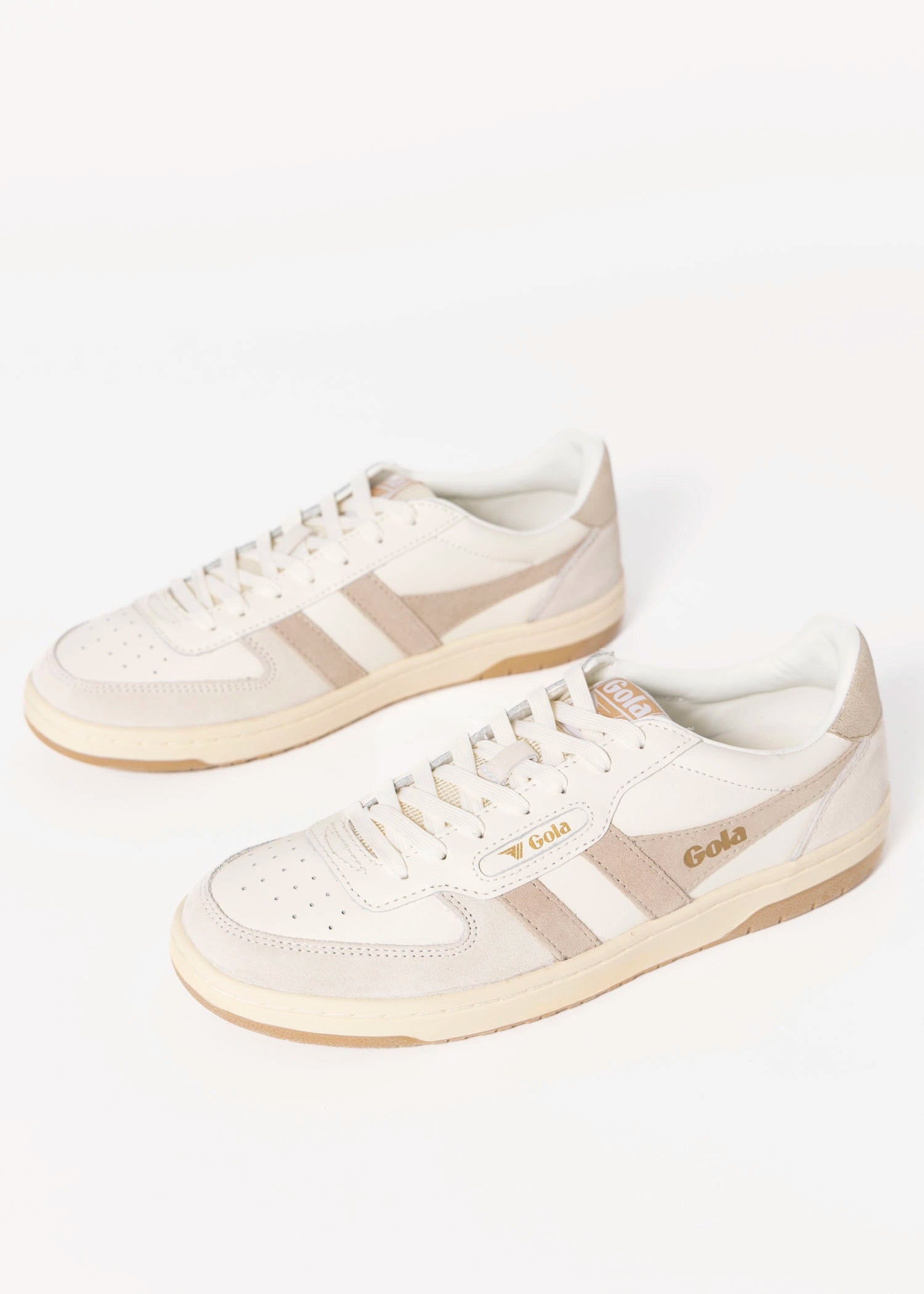 swatch_Off White/Bone/Gold gola hawk sneaker