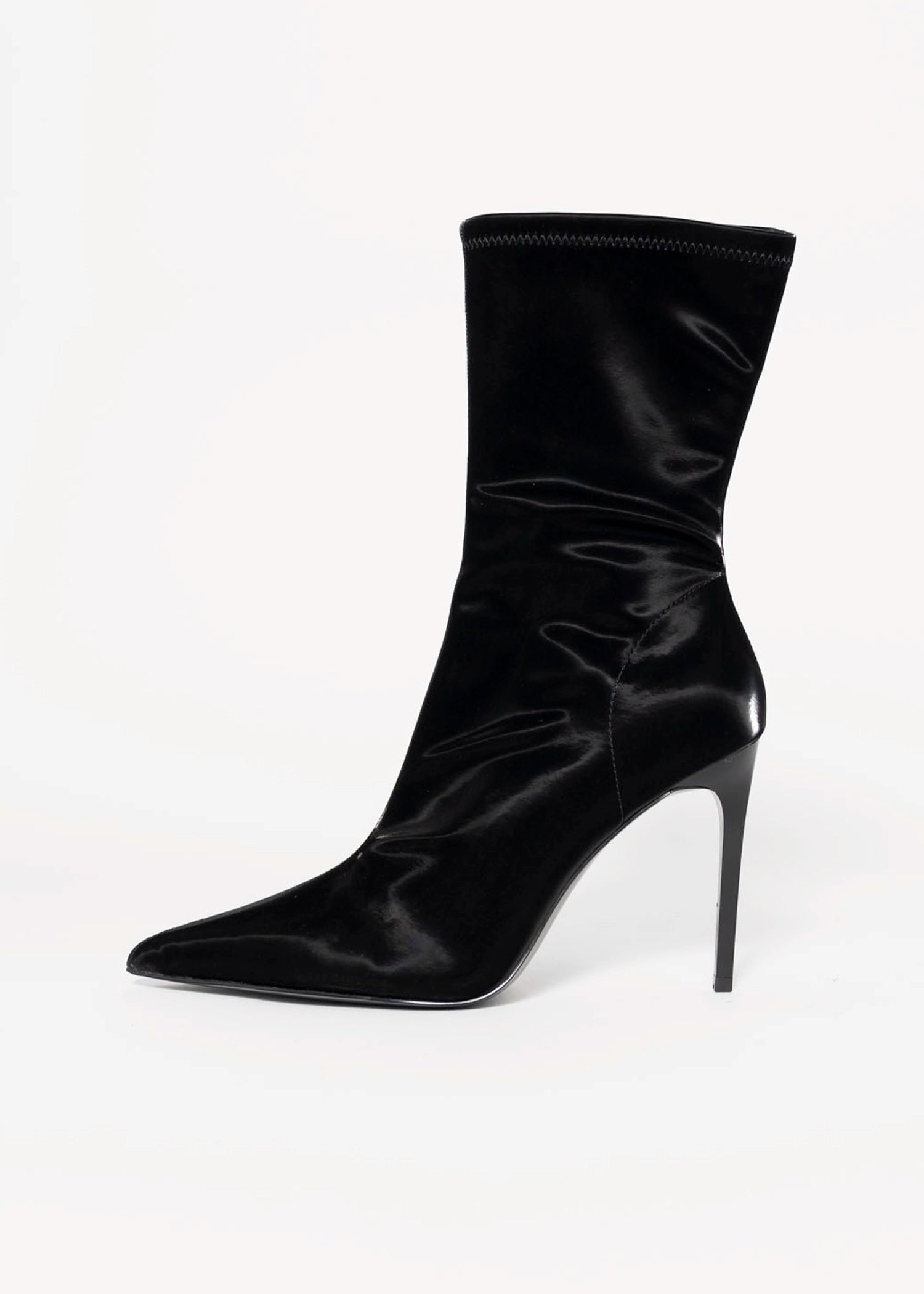 swatch_Black Fabric steve madden mackena pointed toe stretch heeled boot