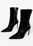 swatch_Black Fabric steve madden mackena pointed toe stretch heeled boot
