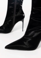 swatch_Black Fabric steve madden mackena pointed toe stretch heeled boot