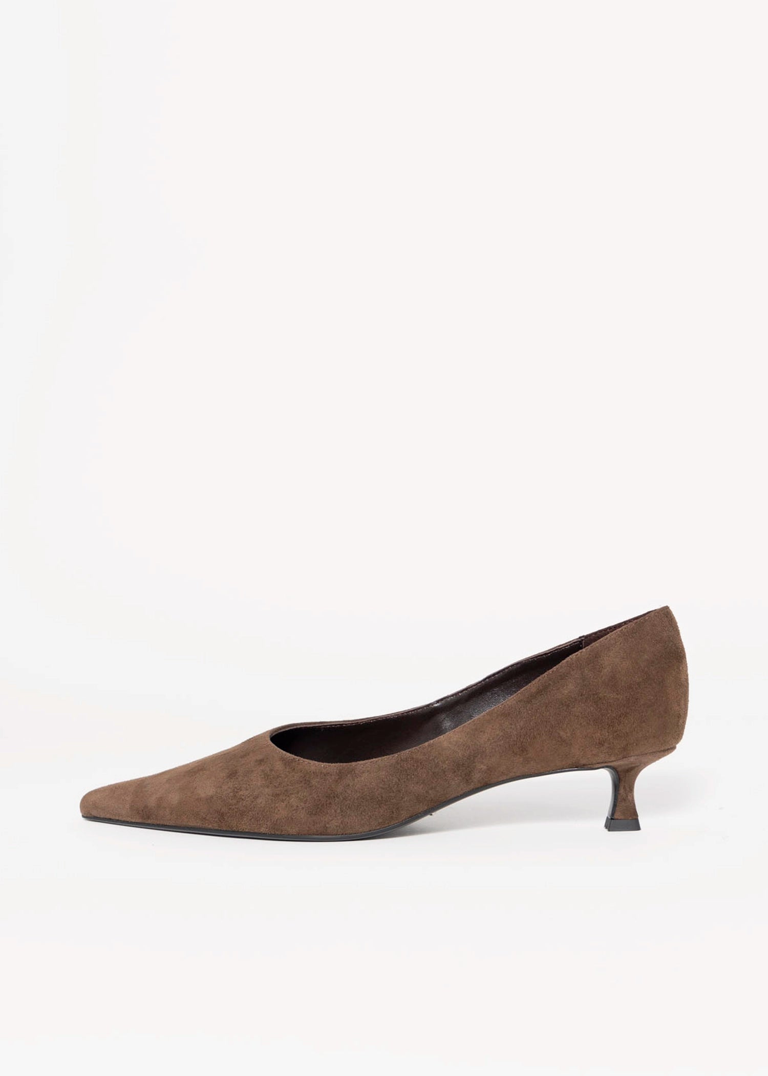 swatch_Espresso Suede tony bianco cameo kitten heel pump