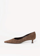 swatch_Espresso Suede tony bianco cameo kitten heel pump