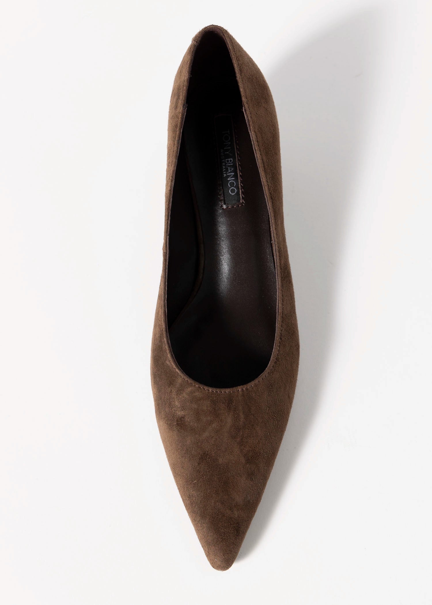 swatch_Espresso Suede tony bianco cameo kitten heel pump
