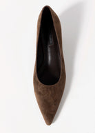 swatch_Espresso Suede tony bianco cameo kitten heel pump