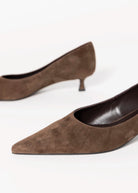 swatch_Espresso Suede tony bianco cameo kitten heel pump