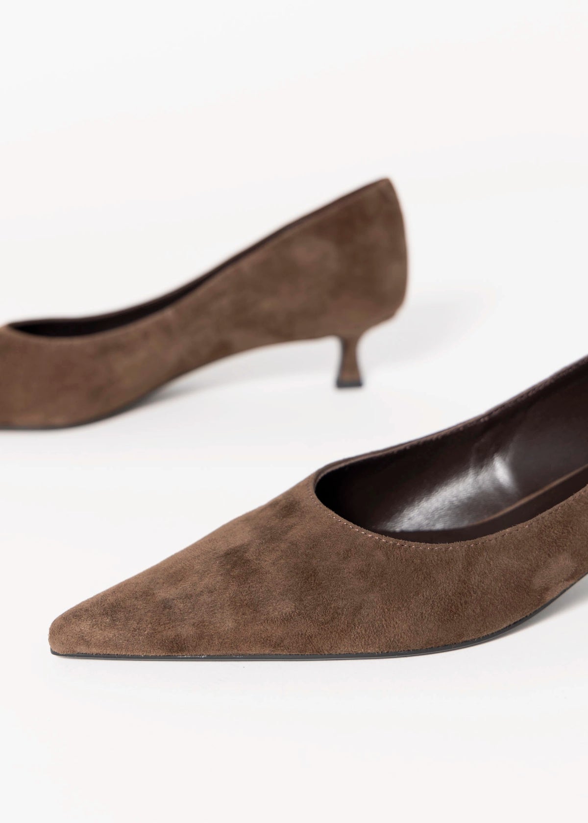 swatch_Espresso Suede tony bianco cameo kitten heel pump