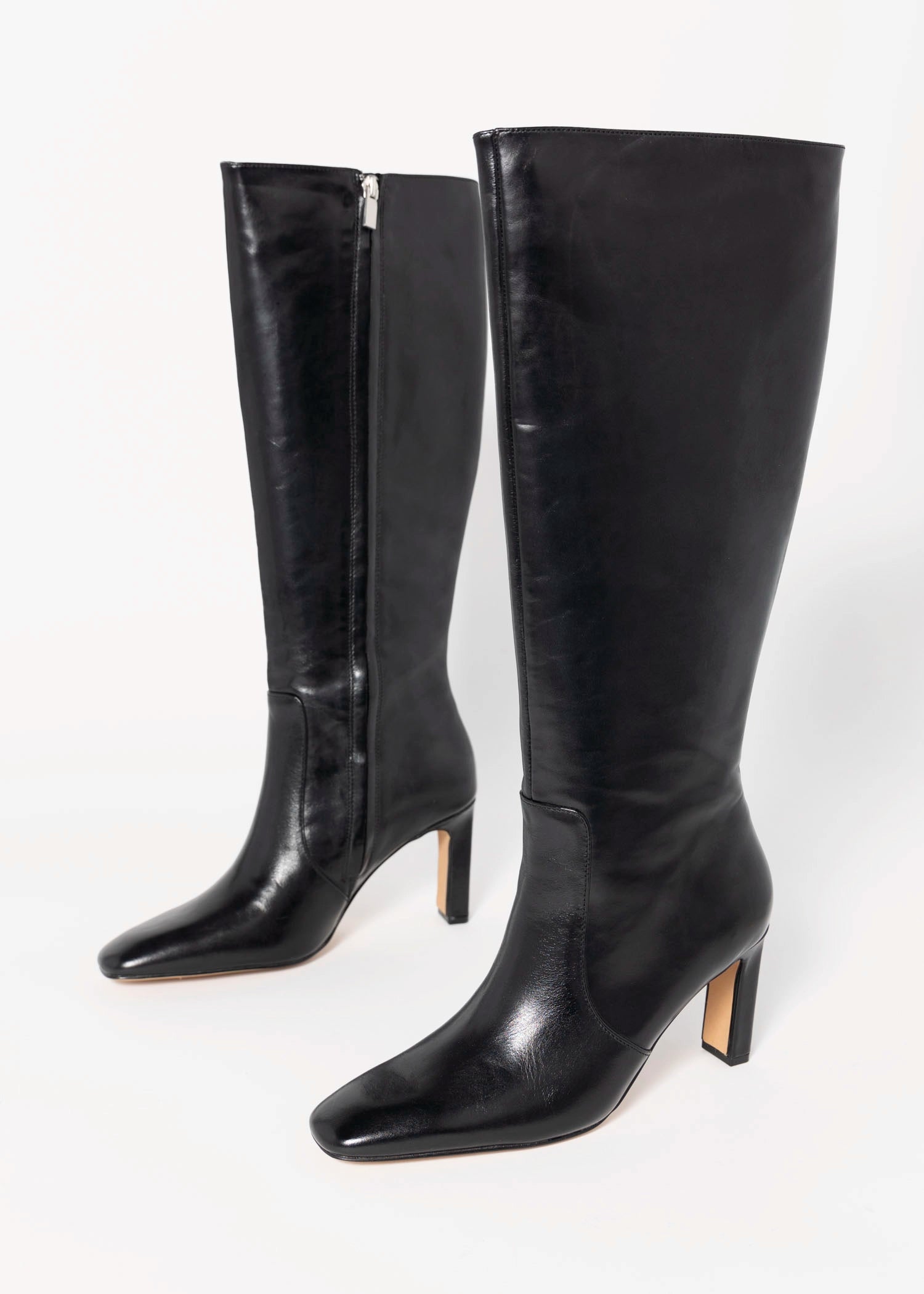 swatch_Black Leather steve madden lovelies tall leather heeled boot