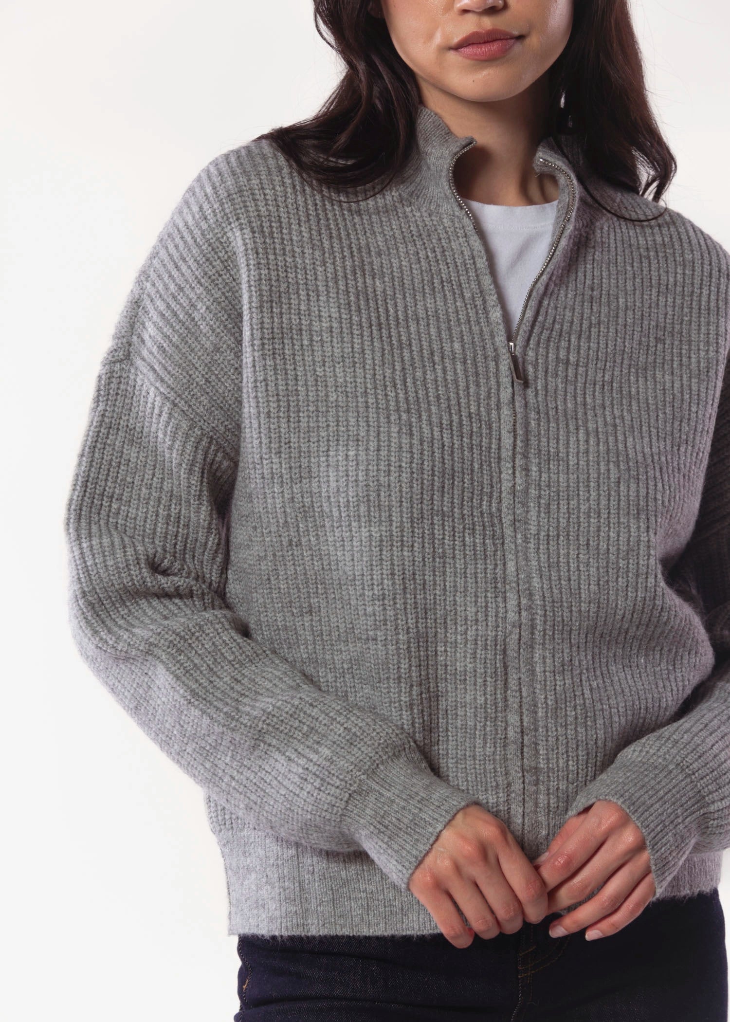 swatch_Grey Flannel ilma zipper cardigan sweaters