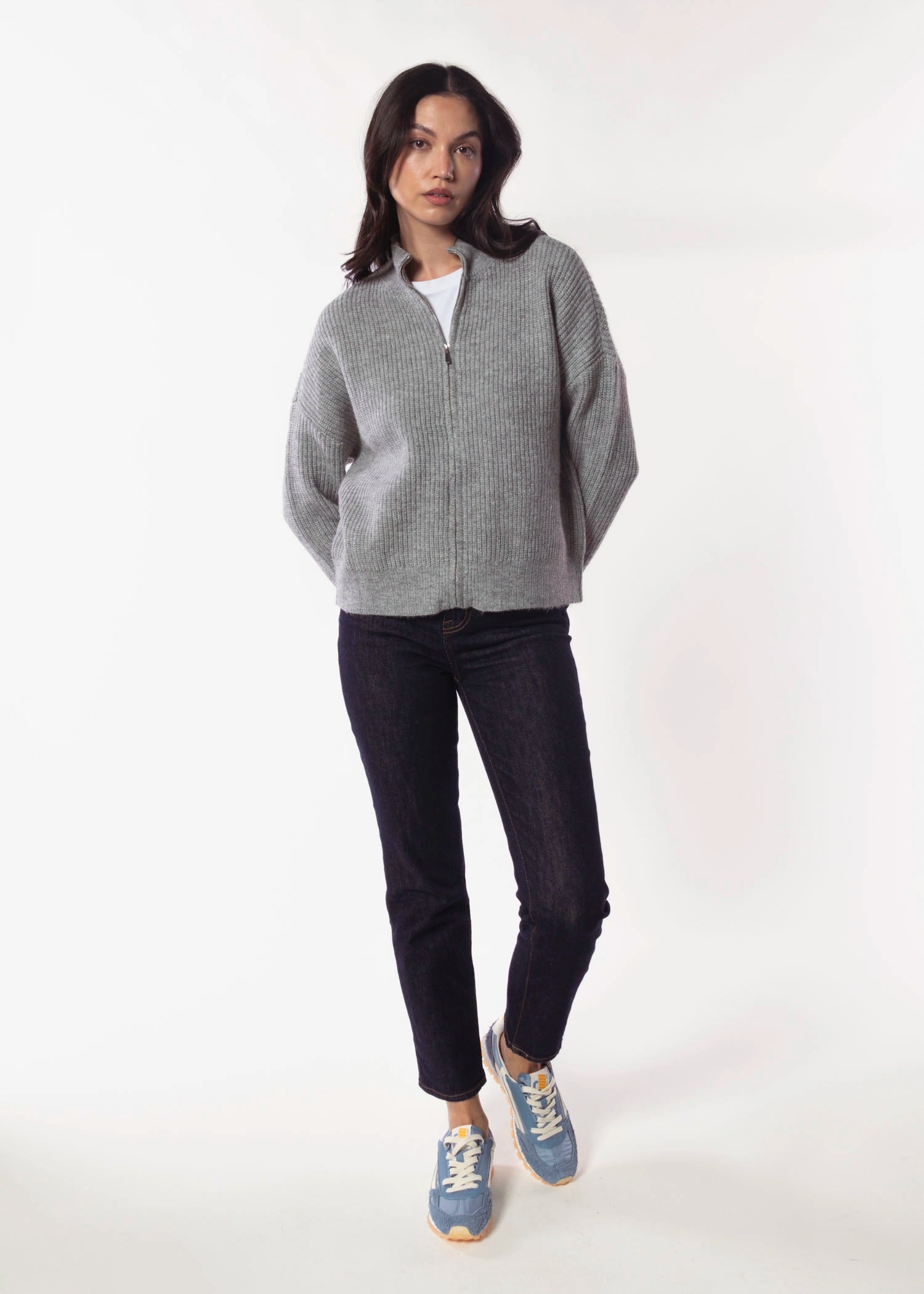 swatch_Grey Flannel ilma zipper cardigan sweaters