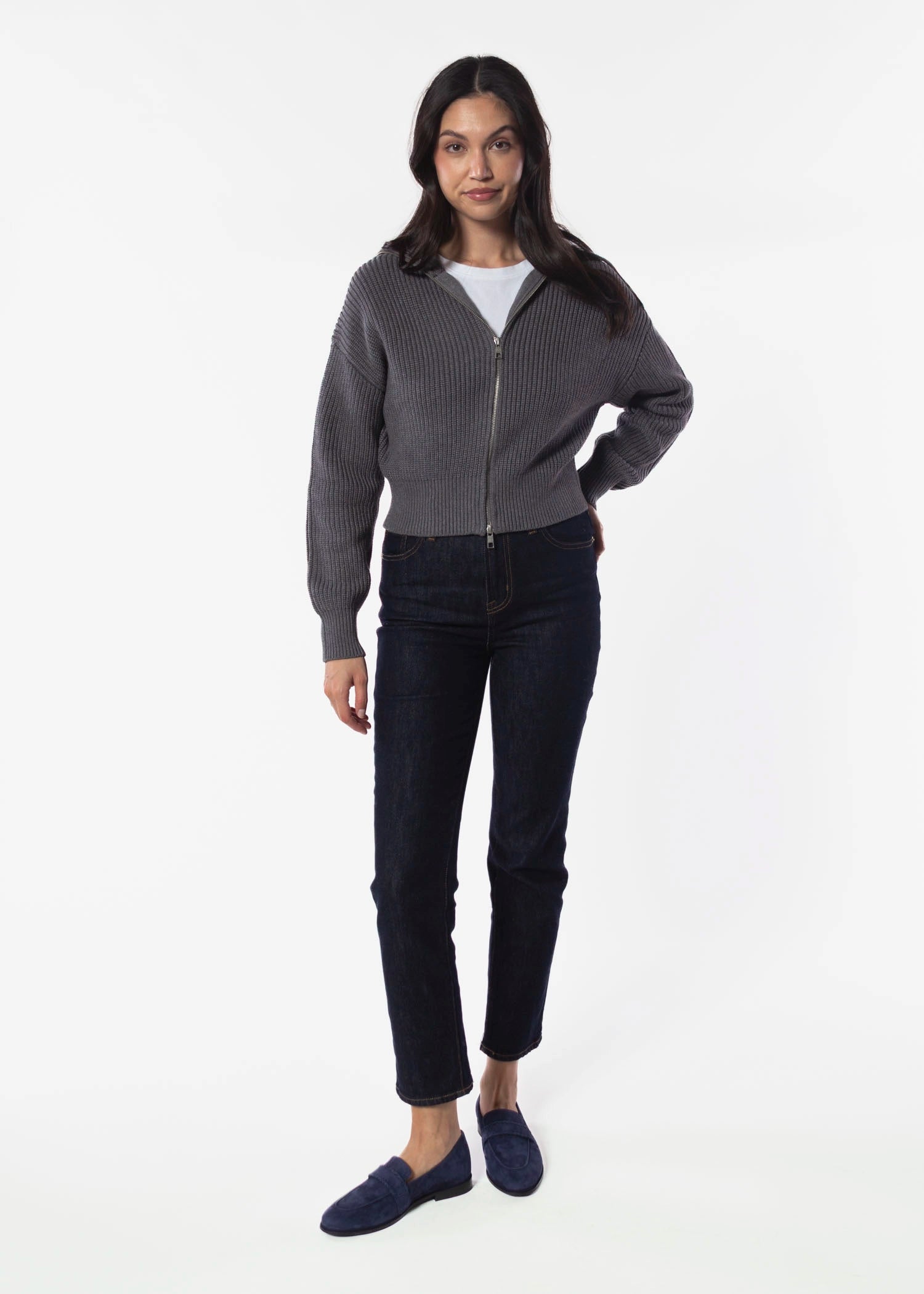 swatch_Charcoal zip cardigan tops