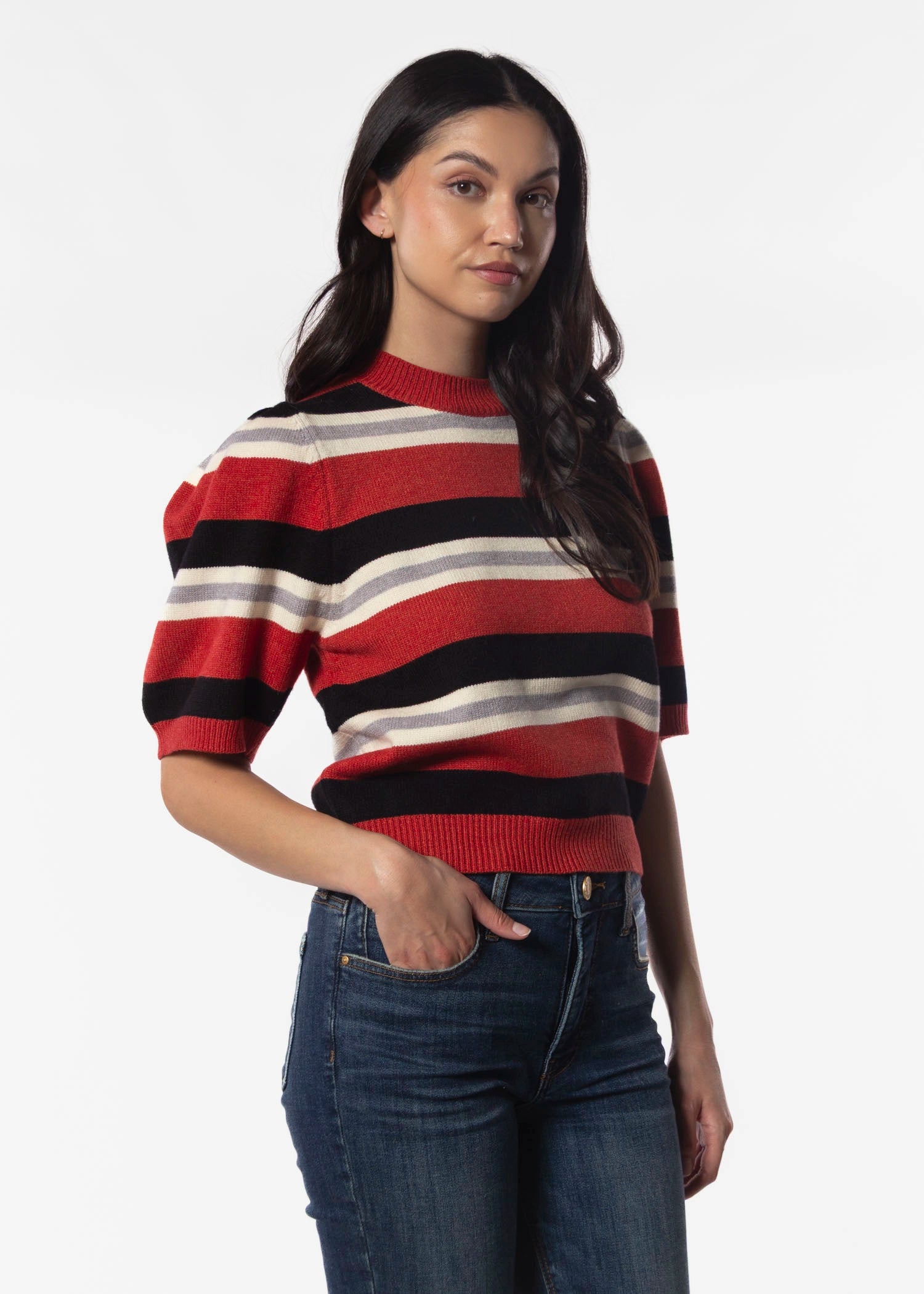 swatch_Stripe crewneck sweater tops