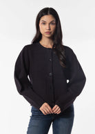 swatch_Black cropped knit cardigan