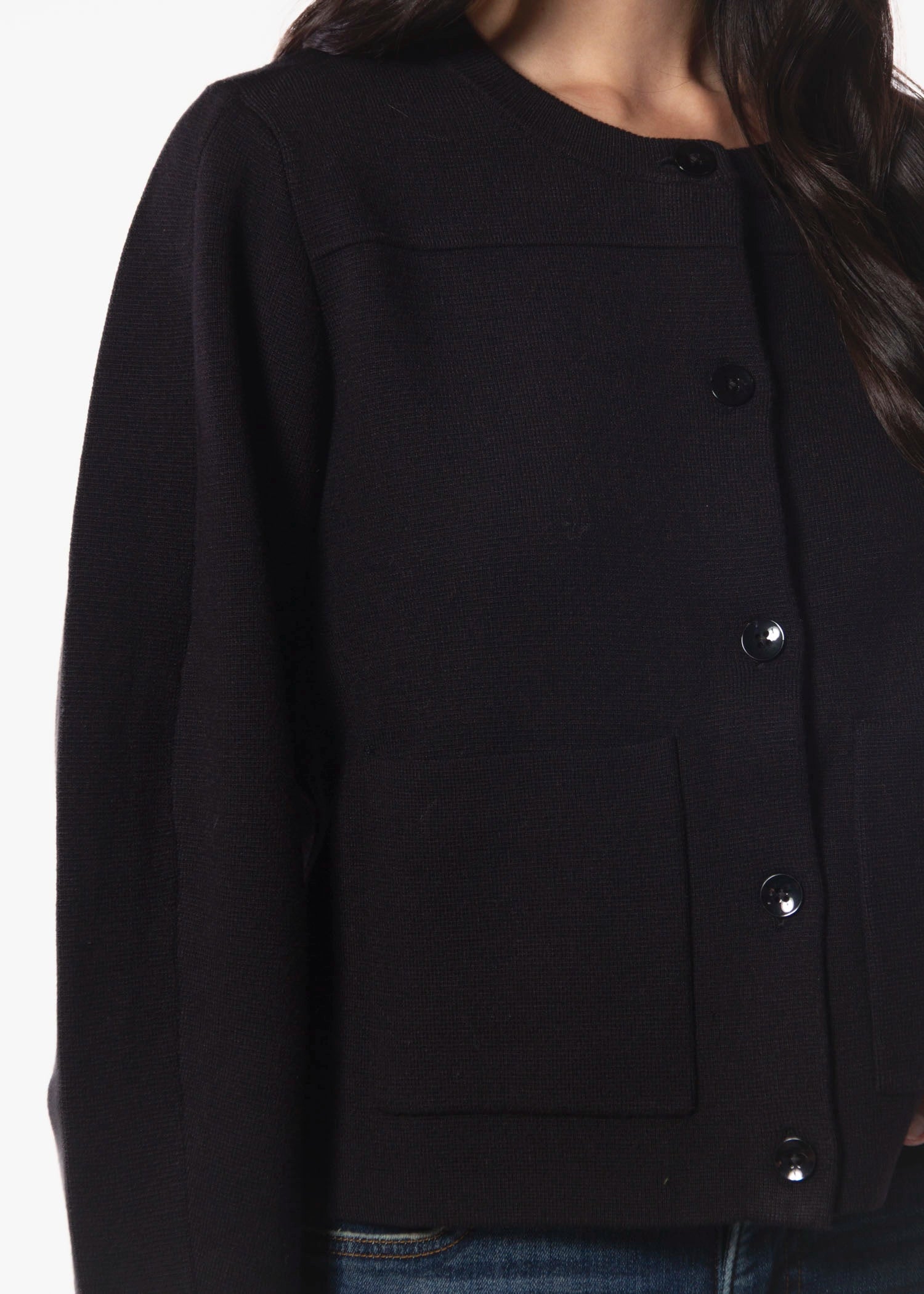 swatch_Black cropped knit cardigan