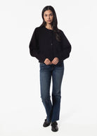 swatch_Black cropped knit cardigan